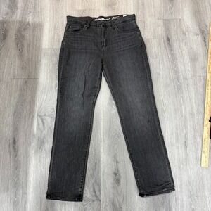 Eddie Bauer Boyfriend Mid Rise Slim Flannel Lined Jeans Womens 10 Gray‎ 34x30
